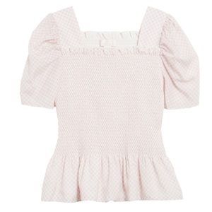 Rachel Parcell Square Neck Smock Top in Purple Fragrant Gingham